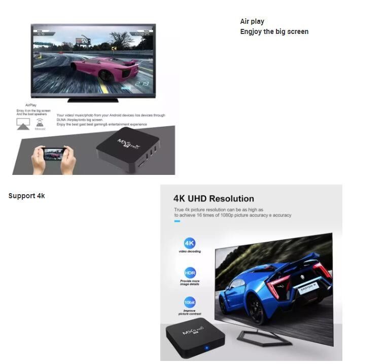 HD ফ্রি টু এয়ার  OTT TV বক্স MXQ PRO 4K 4 Core 64bit Android 7.1 H.265