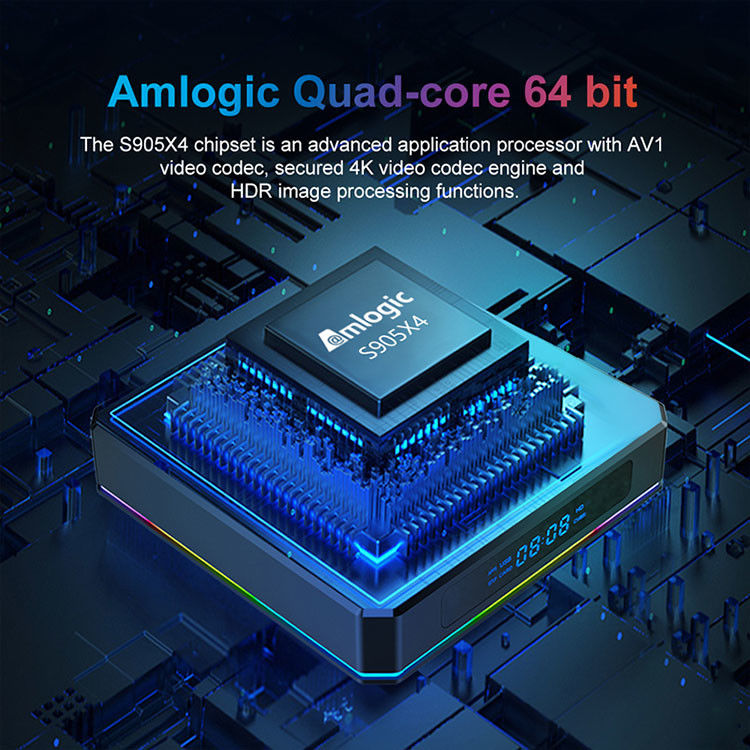 ARM Cortex A55 OTT Amlogic Android TV Box S905x4 কোয়াড কোর মিডিয়া প্লেয়ার