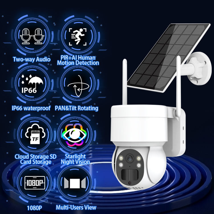 IP WiFi Wlan ওয়্যারলেস ঘূর্ণায়মান CCTV নিরাপত্তা স্মার্ট PTZ ক্যামেরা বাইরের জন্য